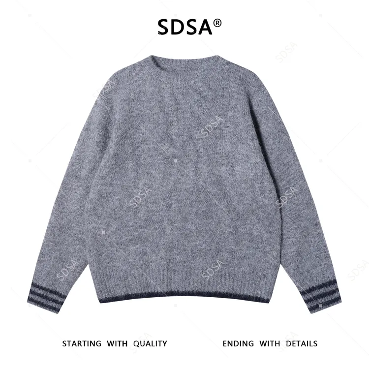 SDSA男士秋冬新款痞帅男装韩版潮牌简约撞色圆领针织衫毛衣百搭