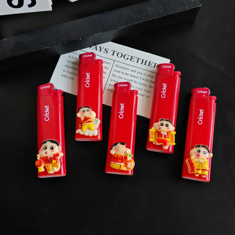 正品Cricket草蜢红色砂轮年货蜡笔小新新年款防爆卡通打火机礼物