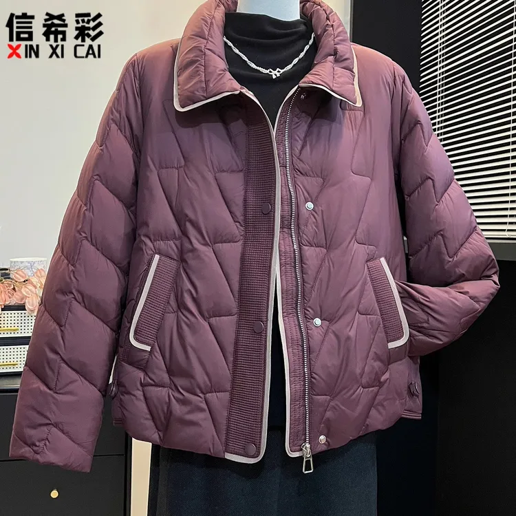 妈妈装菱格短款羽绒棉服2025冬季新款中老年高贵洋气保暖外套