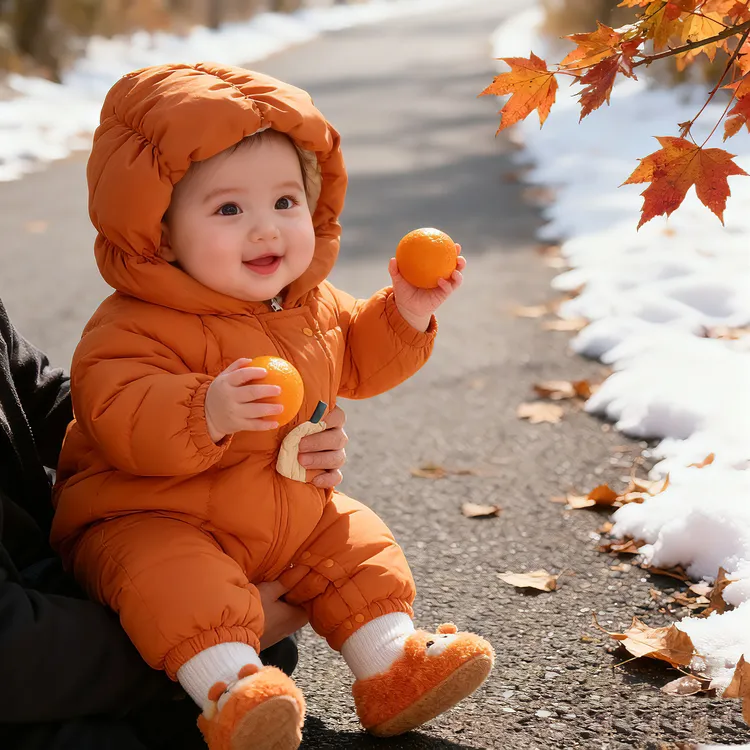 超萌婴儿韩版秋冬加绒加厚南瓜外出棉服男女宝宝冬季装保暖连体衣