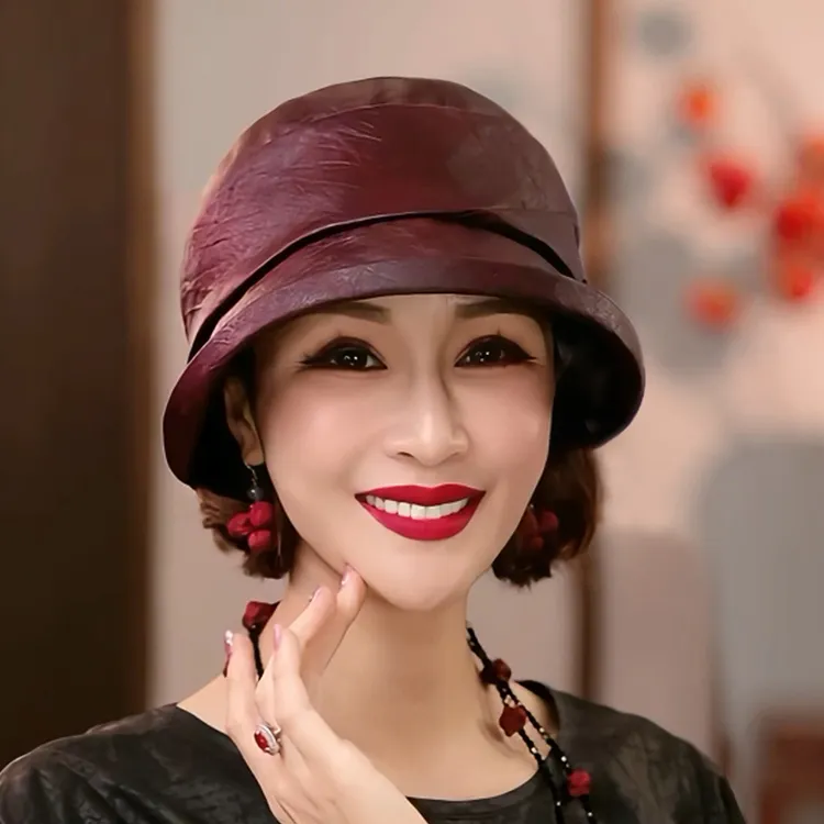 【香云纱赫本】布塔重磅真丝桑蚕丝香云纱防晒遮阳高级帽子女秋冬