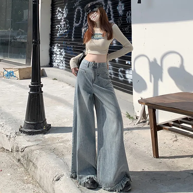 阔腿牛仔裤女2025新款高腰显瘦宽松直筒小个子大码胖mm垂感拖地裤