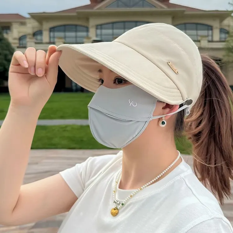 赵露思同款遮阳帽夏季帽子渔夫帽鸭舌帽太阳帽马尾紫外线空顶