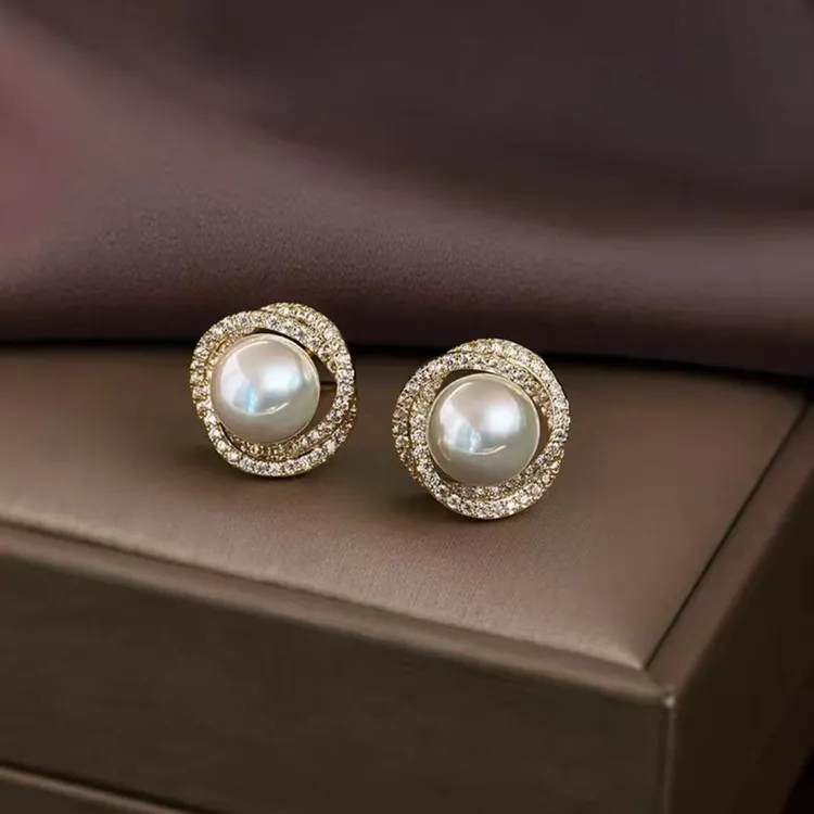 铜合金耳饰 羡然电镀工艺法式复古轻奢高级感优雅百搭螺旋耳环218