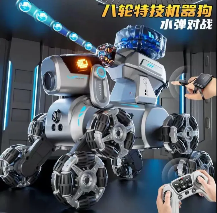 新款智能AI八轮特技遥控汽车水弹机器狗男孩手势感应漂移越野车