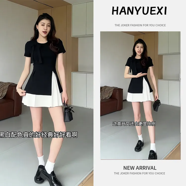 夏季一整套女装2025新款韩版气质时尚减龄显瘦短袖上衣短裙两件套