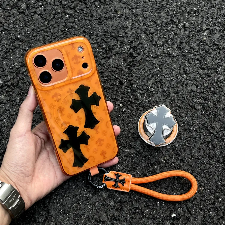 潮牌磁吸克罗心适用于iPhone17promax手机壳苹果16promax支架挂绳