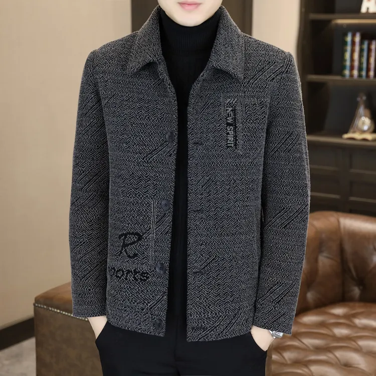 啄木鸟秋冬季短款毛呢修身毛呢大衣男士毛呢风衣冬季翻领呢大痞帅