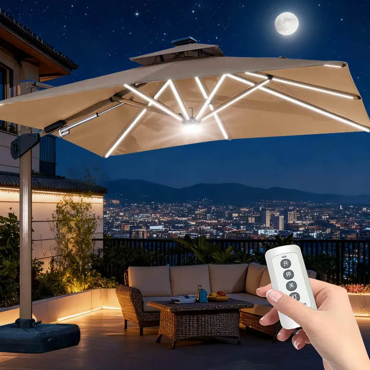 户外遮阳伞电动遥控液压伞露台阳台太阳伞室外花园庭院伞罗马伞