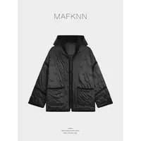 MAFKNN/玛肯时尚休闲简约纯色百搭带帽棉衣外套MK13268