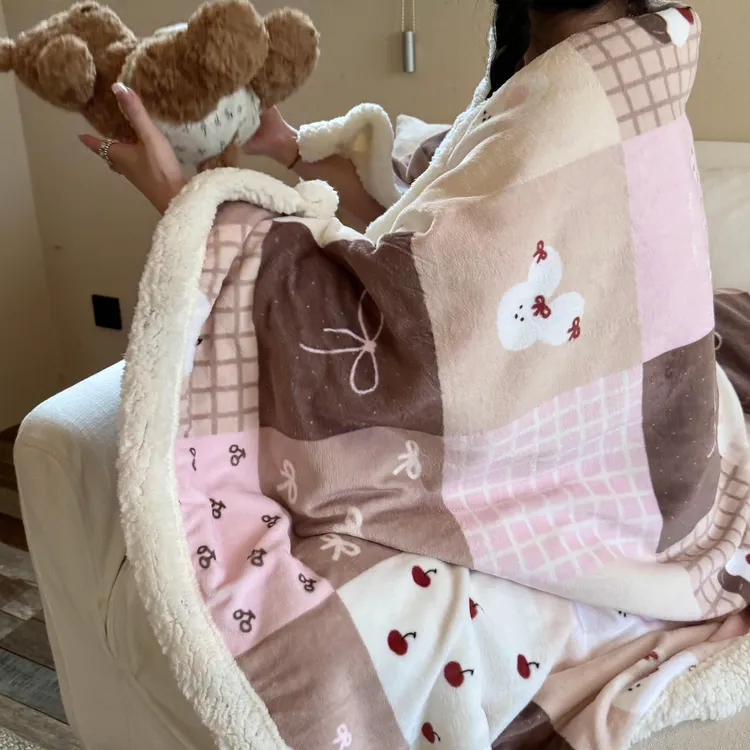 猫咪日记小清新ins牛奶绒多功能毛毯沙发盖毯羊羔绒办公室午睡毯