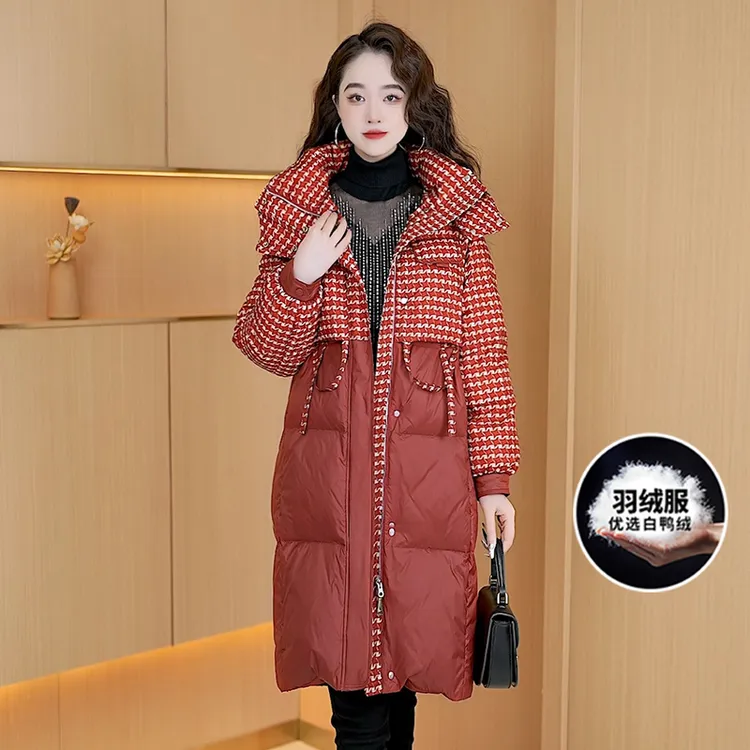 【现货羽绒服】冬季90白鸭绒中长款羽绒服百搭新款气质保暖外套女