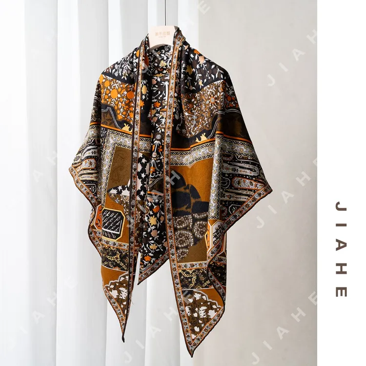 加禾【生命树】重磅丝毛围巾披肩三角巾200*95