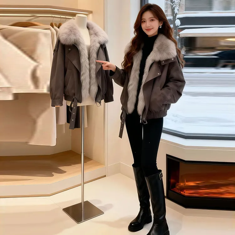 兹伊翰【查尔周末】2025冬季新款工装毛领棉服保暖加厚棉衣夹克外套