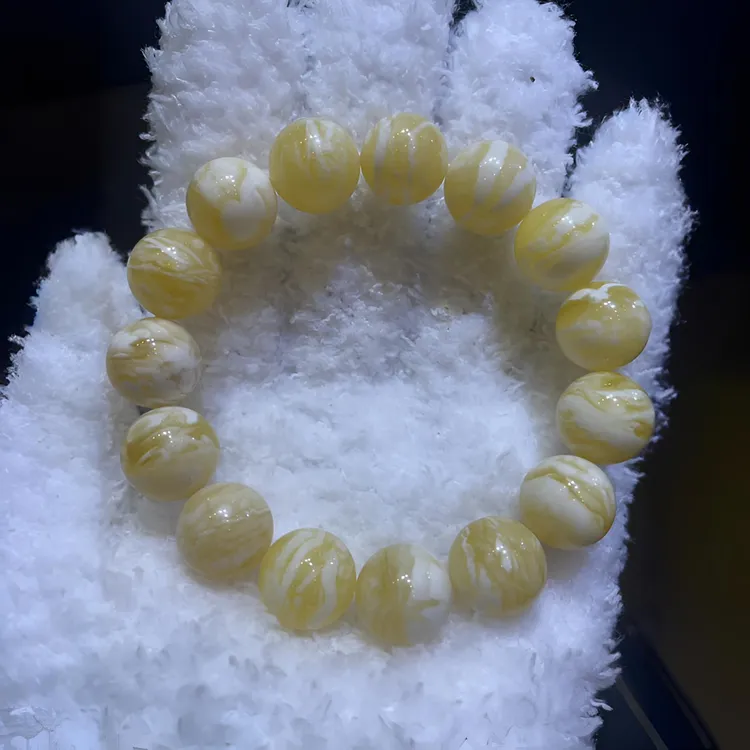 14尺寸瓷白虎皮纹千成雪妖花蜜蜡单圈百搭气质时尚