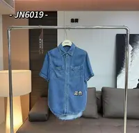 温柔瑶-集简秋款福利#复古洋气百搭牛仔短袖衬衣#6019