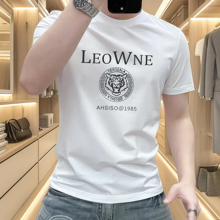 男士夏季新款美式重磅短袖T恤潮流印花休闲半袖百搭简约修身上衣