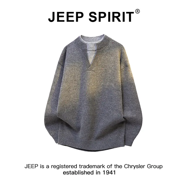 JEEPSPIRIT吉普美式假两件休闲毛衣男士冬季新款潮流帅气针织上衣