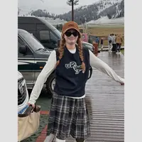 ONNI针织背心韩系ins慵懒百搭无袖上衣宽松休闲减龄叠穿上衣#250