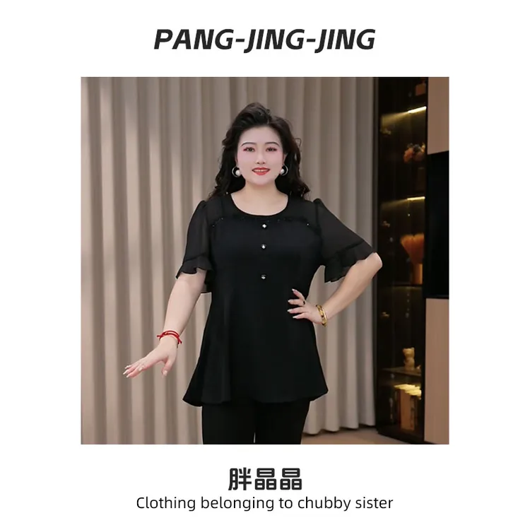 胖晶晶定制大码女装夏季新款休闲百搭显瘦小衬衫上衣250678