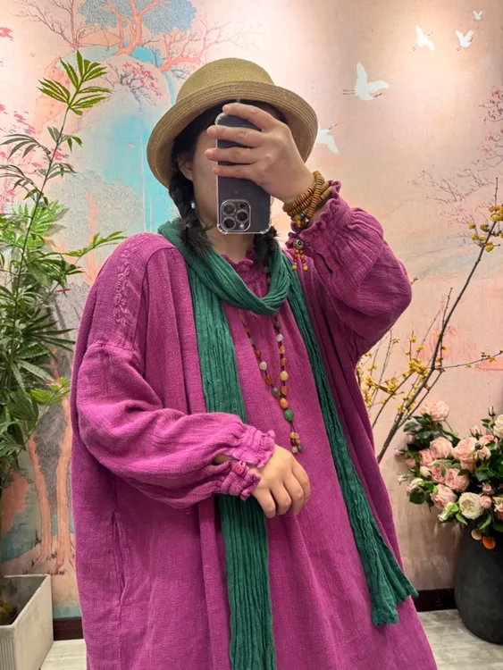 2153定制炒色  木耳边文艺重工刺绣显瘦春季长款仙气 连衣裙 袍子