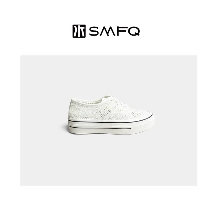 水木夫妻精致蕾丝双层网面系带休闲低帮运动鞋！