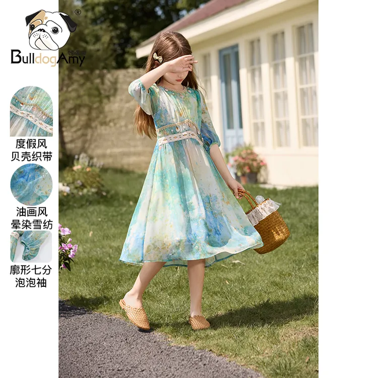 馋嘴狗童装女童波西米亚连衣裙夏2025新款度假儿童裙子洋气公主裙