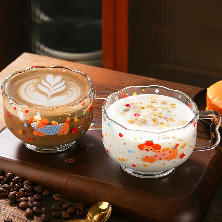 【香菜不菜】450ml大容量腊肠狗加厚玻璃水杯啤酒杯牛奶杯独家图案