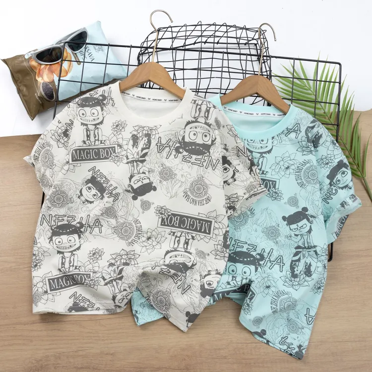 男童短袖T恤2025夏季新款休闲时尚圆领上衣中大童宝宝打底衫潮