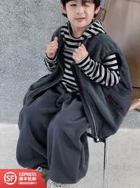 253559儿童秋冬款韩版时尚洋气休闲运动百搭宽松马甲套装