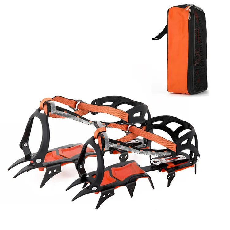 户外19齿/12齿/8齿/5齿锰钢冰爪双排孔调节登山攀冰冰爪防滑冰钓