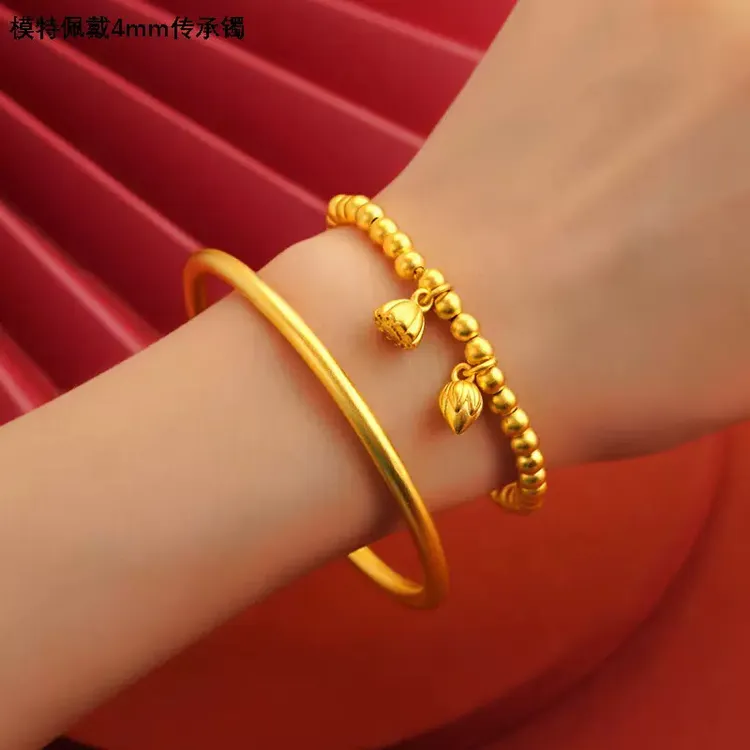 铜合金合成锆石手镯 民族风女款植物花卉女日韩金色饰品两世欢