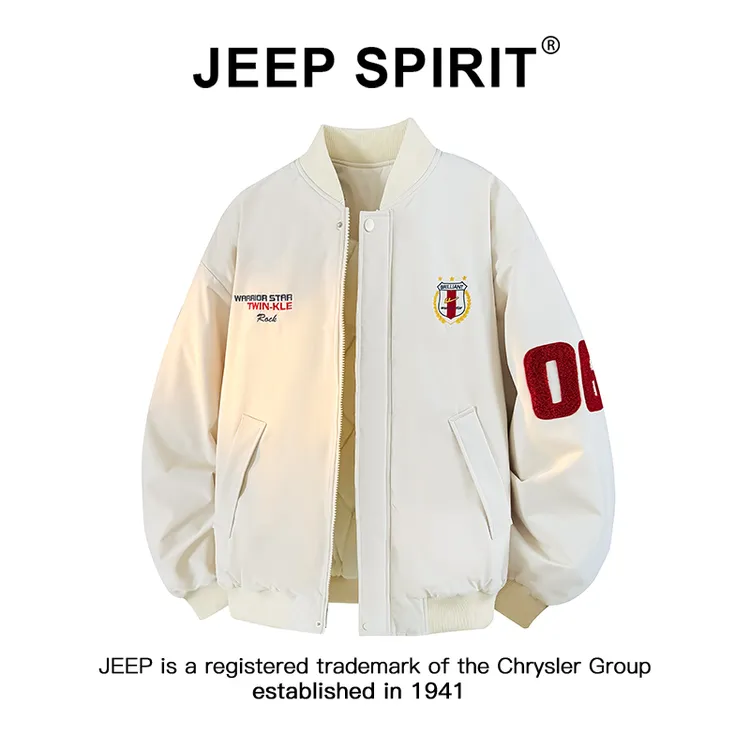 JEEPSPIRIT吉普美式潮牌夹棉棒球服外套男款冬季保暖情侣棉衣棉服