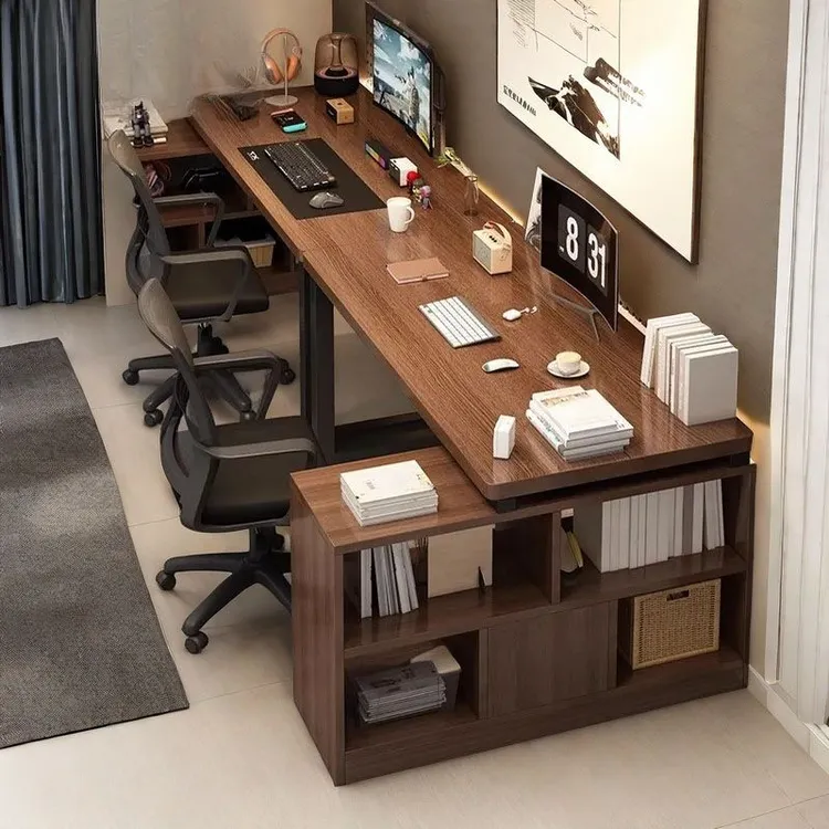 卓禾双人电脑桌电竞桌L型书桌书架一体桌并排家用办公桌简易写字