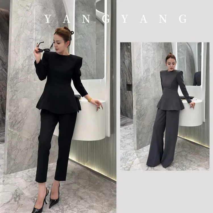 YANGYANG 时尚洋气长袖收腰上衣搭配小脚裤早秋套装