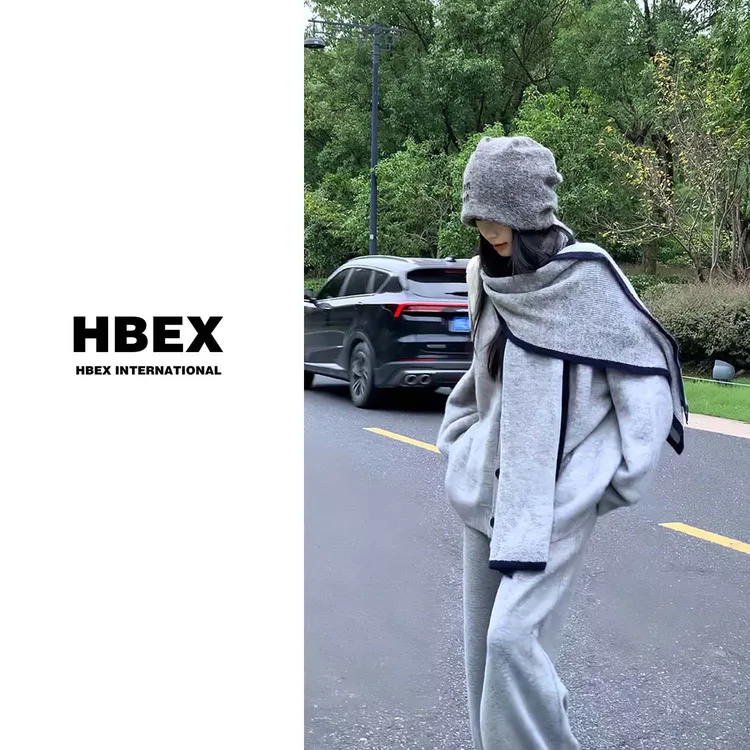 【开衫毛衣】秋季设计师宽松慵懒风灰色女休闲百搭开衫针织毛衣纯色