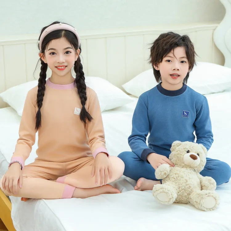 秋冬中大童秋衣秋裤新款儿童保暖内衣套装羊毛蚕丝小孩子打底冬季