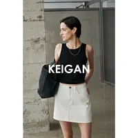 KEIGAN/开间夏季欧洲时髦休闲百搭高腰长腿显瘦经典A字牛仔短半裙