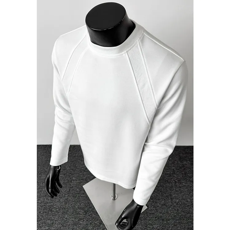 加绒保暖270g曼巴棉拼接正肩长袖t恤男秋冬季圆领套头卫衣打底衫