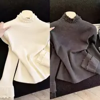 【mimius】七七 双层木耳边半高领加绒加厚针织毛衣 WG11129