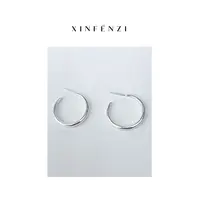 925银耳饰 【素圈耳环】XINFENZI 经典款925纯银耳环 PS22160