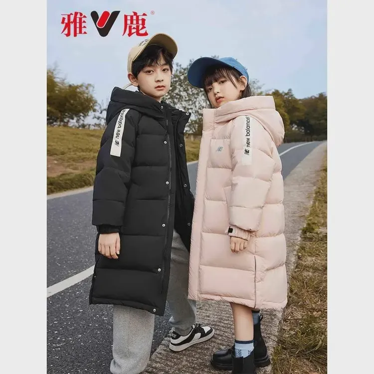 新款冬季羽绒服男女儿童长款女童羽绒服外套洋气羽绒