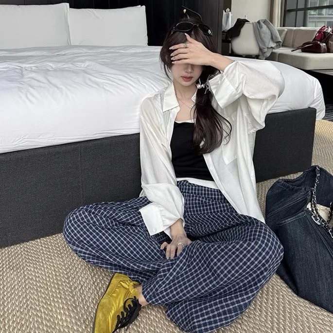 【现货有运险】加绒加厚格子裤子女秋冬仿羊羔绒小个子直筒家居裤