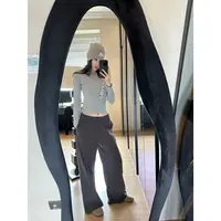 LA 松紧腰 黑灰色 休闲裤25816