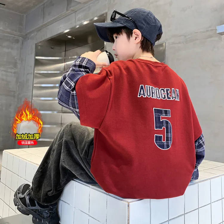 儿童装男童加绒卫衣秋冬款2025新款男孩冬季一体绒打底衫上衣时髦