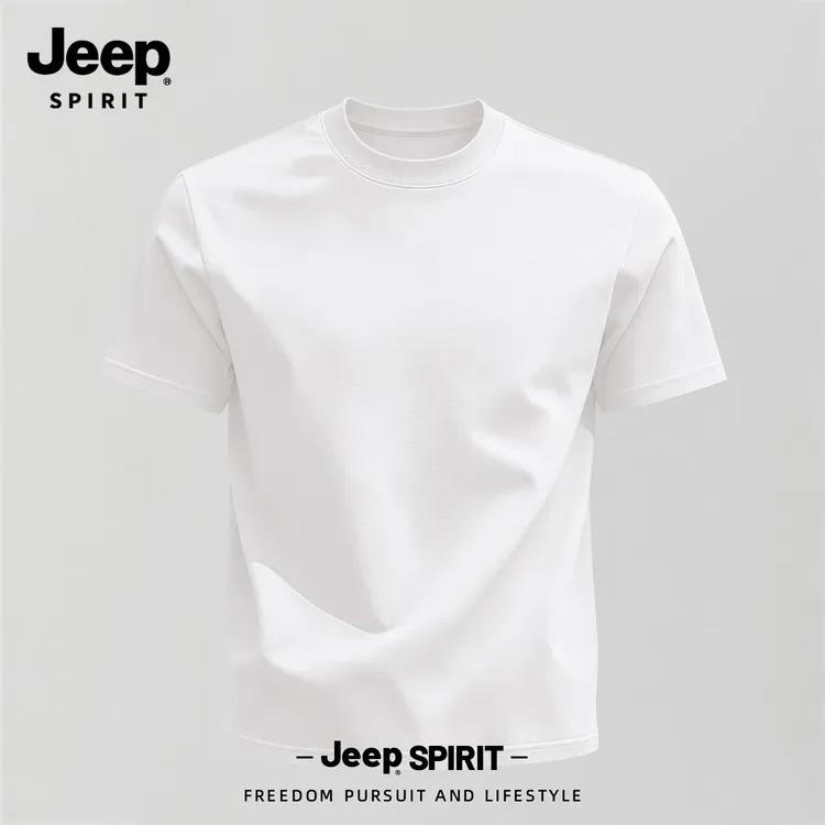 JEEPSPIRIT男士圆领短袖纯色半袖打底衫2026夏款百搭运动休闲T恤