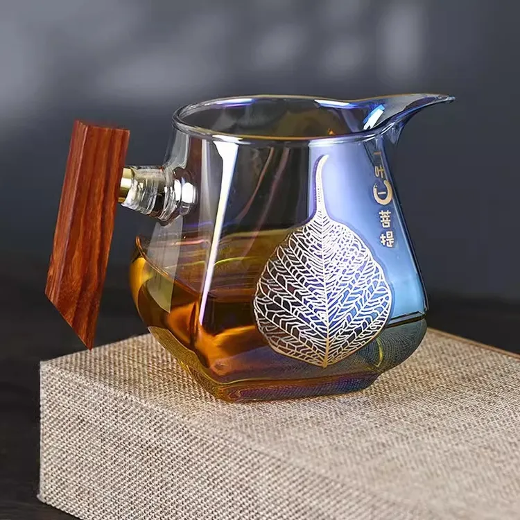 菩提茶具加厚耐热高档家用创意日式茶道大容量大号公道杯炫彩贝彩