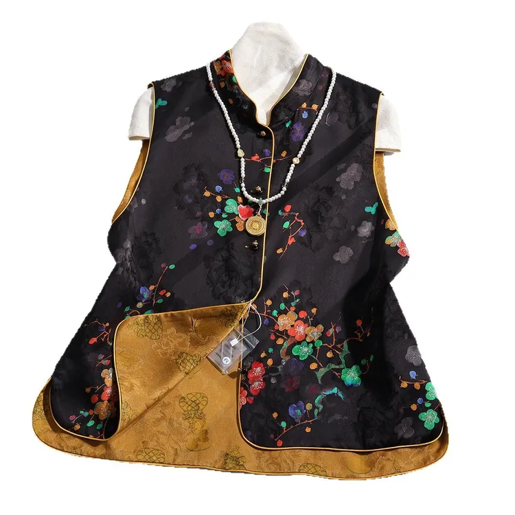 南油原创人丝提花新中式马夹中式独特漂亮国风马甲国风马甲女女款