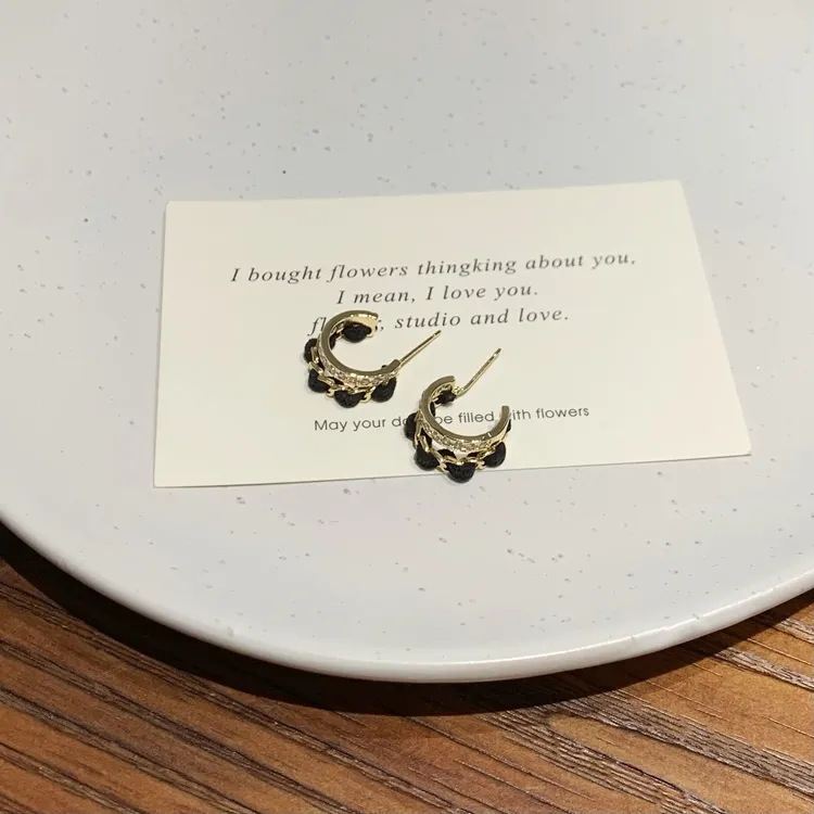 铜合金耳饰 AL6453 法式复古皮质耳环圈圈女人味轻奢高级感