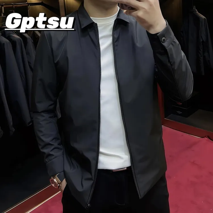 GPTSu新秋季新款商务休闲行政夹克翻领百搭轻奢时尚男士纯色帅气